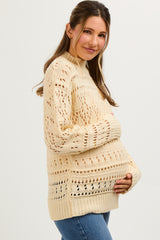 Cream Open Knit Maternity Sweater
