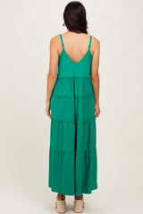 Emerald Green Tiered Sleeveless Maxi Dress