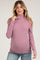 Mauve Ribbed Mock Neck Long Sleeve Maternity Top