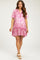 Fuchsia Print Satin Puff Sleeve Maternity Dress