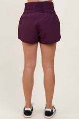 Plum Smocked Active Running Shorts