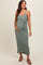 Sage Sleeveless Ribbed Waist Tie Wrapped Hem Maternity Dress