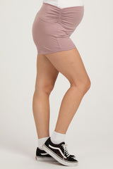 Pink Ruched Side Maternity Lounge Shorts