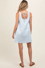 Light Blue Denim Sleeveless Maternity Dress