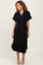 Black Button Down Front Pocket Midi Dress