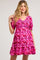 Fuchsia Floral Smocked V-Neck Ruffle Maternity Dress
