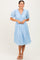 Light Blue Ruffle Trim Tiered Dress
