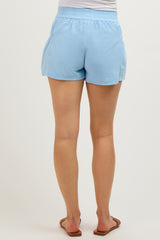 Light Blue Washed Denim Maternity Shorts