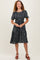 Black Floral Smocked Midi Dress