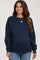 Navy Blue Pullover Maternity Terry Crewneck