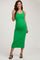 Green Ribbed Basic Maternity Maxi Dress
