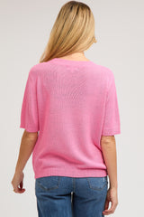 Pink Knit Short Sleeve Maternity Top