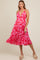 Pink Floral Print Halter Maternity Dress