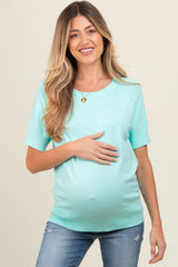Mint Green Short Sleeve Knit Maternity Top