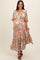 Peach Floral Dolman Sleeve Tiered Maternity Dress