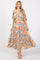 Peach Floral Dolman Sleeve Tiered Dress