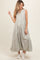Sage Striped Sleeveless Tiered Linen Maternity Midi Dress