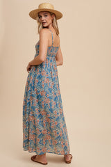Blue Floral Lightweight Sleeveless Dress