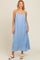 Light Blue Crinkle V-Neck Cross Back Midi Dress