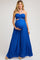 Royal Blue Smocked Drawstring Halter Side Cutout Maternity Jumpsuit
