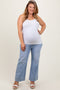 Light Blue Cuffed Wide Leg Maternity Plus Jeans