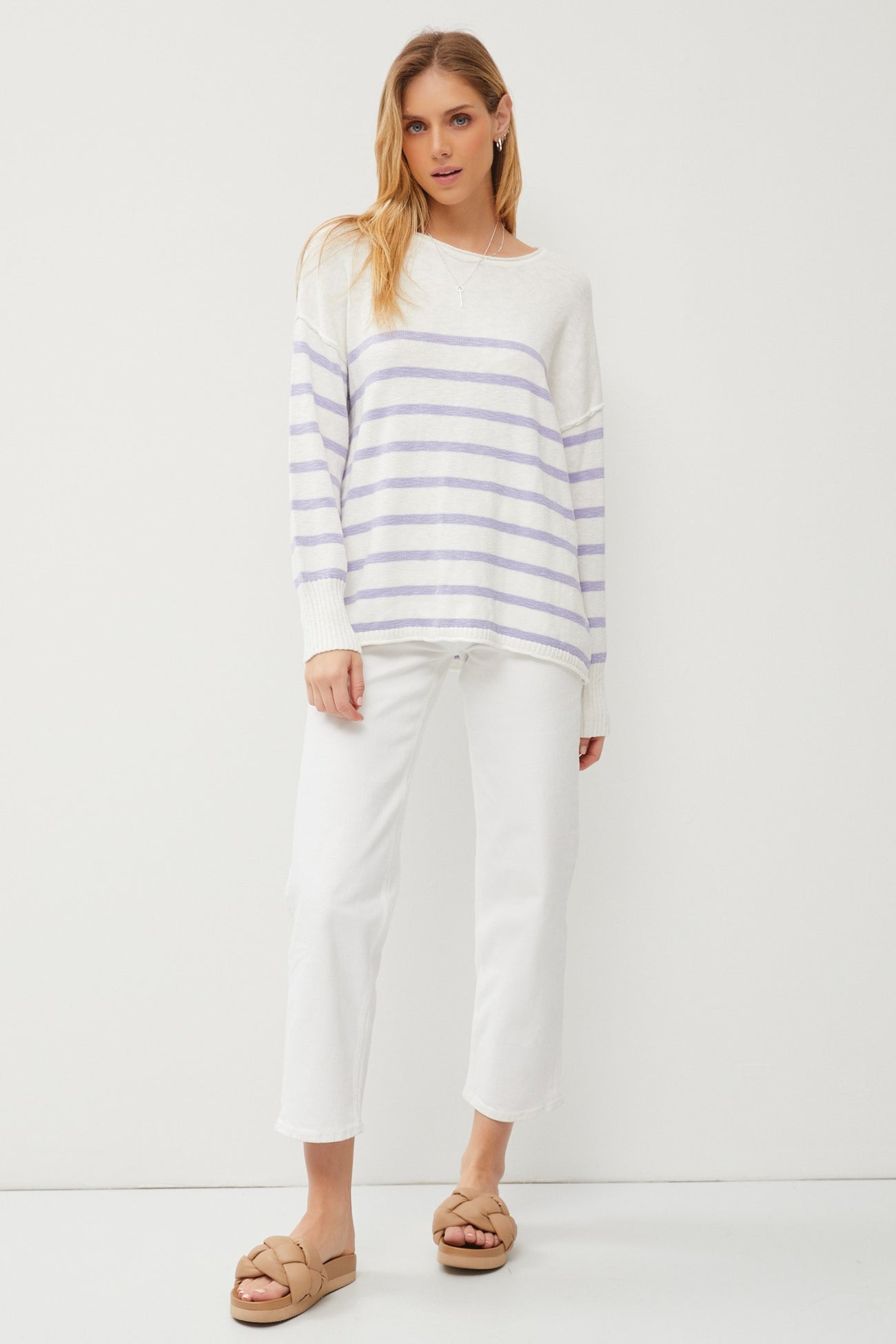 Periwinkle Striped Cuff Sweater