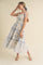 Light Blue Floral Sleeveless Ruffle Tiered Midi Dress