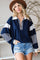 Navy Stripe Colorblock Collared Top