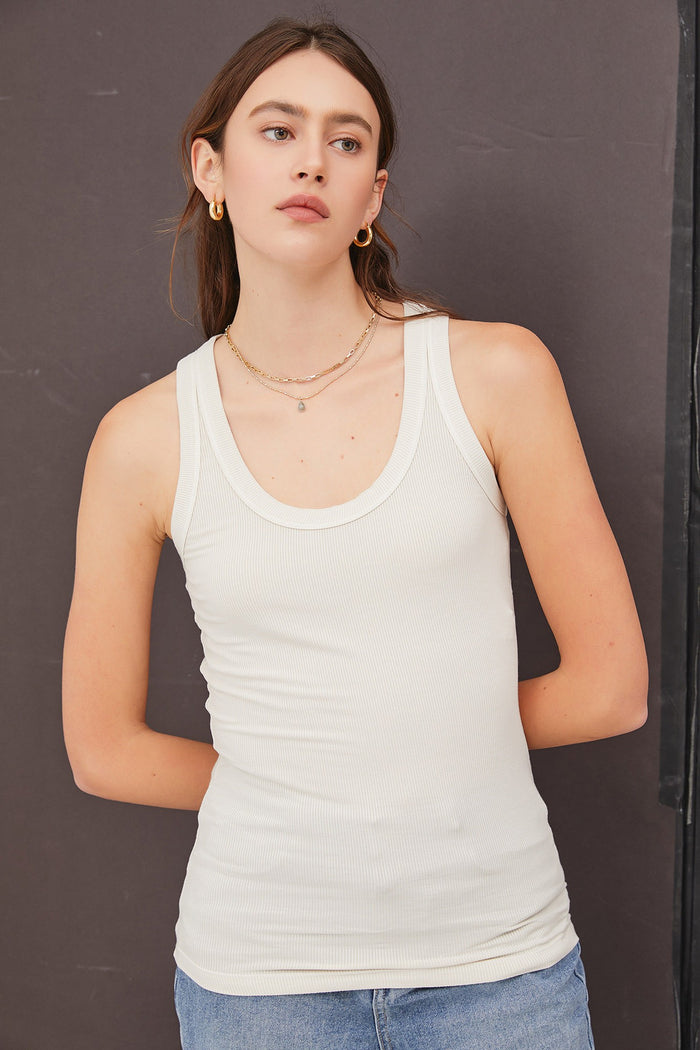 Beige Sleeveless Ribbed Maternity Top