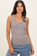 Taupe Sleeveless Ribbed Top