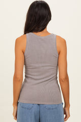 Taupe Sleeveless Ribbed Top