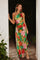 Multicolor Floral Satin Pleated One Shoulder Maxi Dress