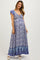 Blue Floral Off Shoulder Maternity Maxi Dress