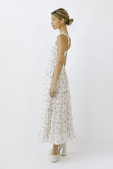 Ivory Smocked Embroidered Floral Maxi Dress