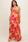 Peach Floral Halter Maternity Maxi Dress