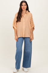 Yellow Striped Collared Oversized Top