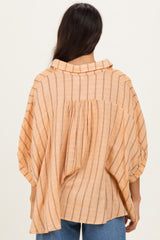 Yellow Striped Collared Oversized Top