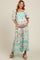 Mint Green Floral Gingham Lace Up Back Maternity Maxi Dress
