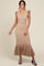 Beige Ruffle Sleeve Mermaid Hem Midi Dress