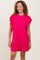 Fuchsia Ribbed Ruffle Sleeve Dress