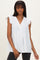 White Swiss Dot Flutter Sleeve V-Neck Top