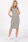 Cream Black Striped Sleeveless Fitted Knit Dress