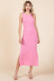 Pink Ribbed Side Slit Tank Dress
