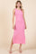 Pink Ribbed Side Slit Tank Dress