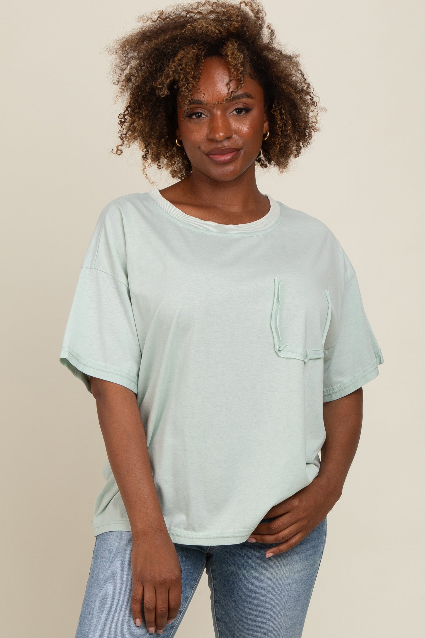 Mint Green Vintage Wash Oversized Maternity Tee