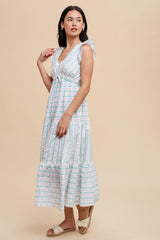 Vintage Green Floral Print Maxi Dress