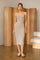 Beige Striped Racerback Henley Midi Dress