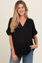 Black V-Neck Pin-Tuck Detail Maternity Top