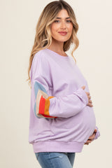 Lavender Banded Bottom Terry Maternity Pullover