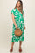 Green Abstract Print Collared Maternity Dress
